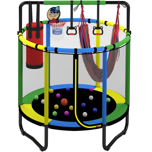 Kids Trampoline with Basketball Hoop & Swing Set - All-in-One Activity Center