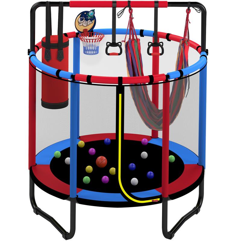 Kids Trampoline with Basketball Hoop & Swing Set - All-in-One Activity Center