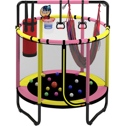 Kids Trampoline with Basketball Hoop & Swing Set - All-in-One Activity Center